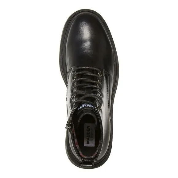 NWT MADDEN Mens Black 1-1/2&quot; Platform Heel Pull-Tab Auustn Combat Boots 9 M