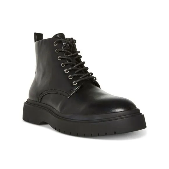 NWT MADDEN Mens Black 1-1/2&quot; Platform Heel Pull-Tab Auustn Combat Boots 9 M