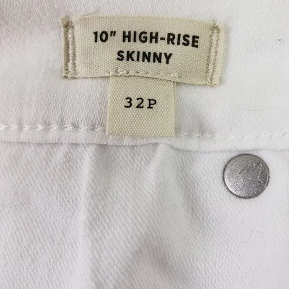 NWT Madewell 10&quot; High Rise Skinny Jeans Size 32 Petite
