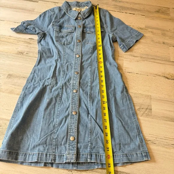 NWT Madewell Denim Seamed Mini Shirtdress in Palermo Wash NP118 Blu Snap Closure