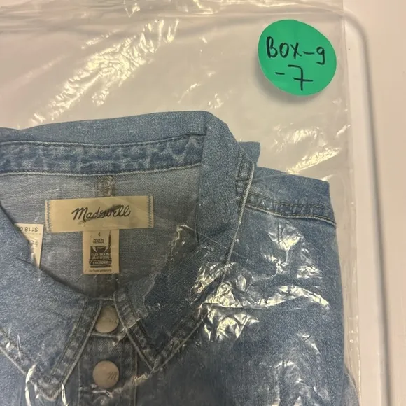 NWT Madewell Denim Seamed Mini Shirtdress in Palermo Wash NP118 Blu Snap Closure