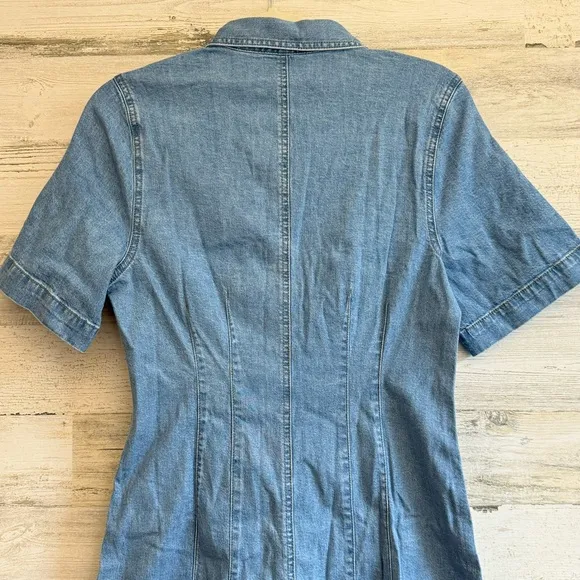NWT Madewell Denim Seamed Mini Shirtdress in Palermo Wash NP118 Blu Snap Closure