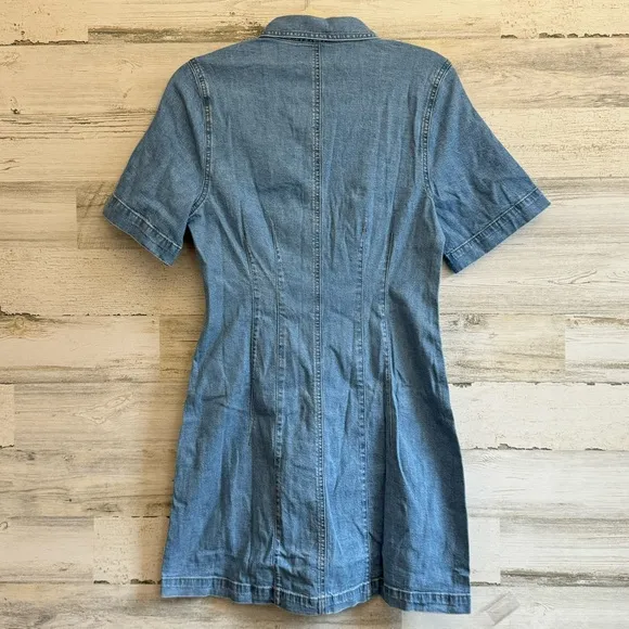 NWT Madewell Denim Seamed Mini Shirtdress in Palermo Wash NP118 Blu Snap Closure