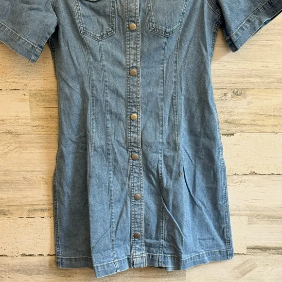 NWT Madewell Denim Seamed Mini Shirtdress in Palermo Wash NP118 Blu Snap Closure