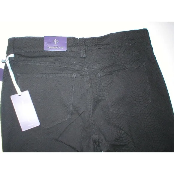 NWT New NYDJ Womens 10 Not Your Daughters Jeans USA Leggings Black Snake Skinny