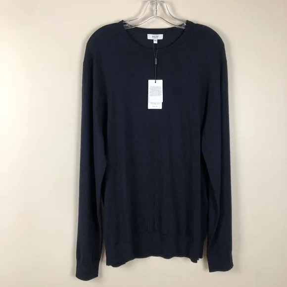 NWT Reiss Navy Blue Merino Wool Wessex Crewneck Sweater
