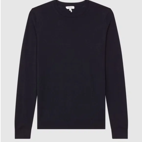 NWT Reiss Navy Blue Merino Wool Wessex Crewneck Sweater
