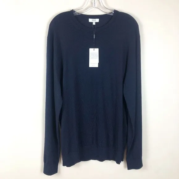 NWT Reiss Navy Blue Merino Wool Wessex Crewneck Sweater
