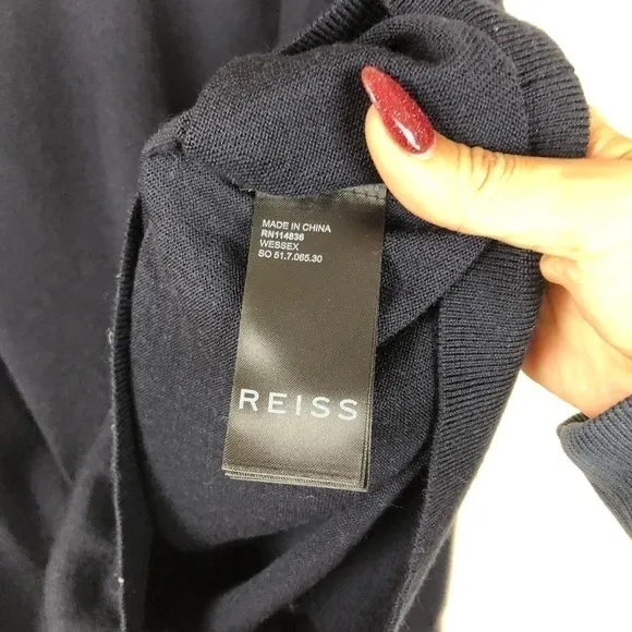 NWT Reiss Navy Blue Merino Wool Wessex Crewneck Sweater