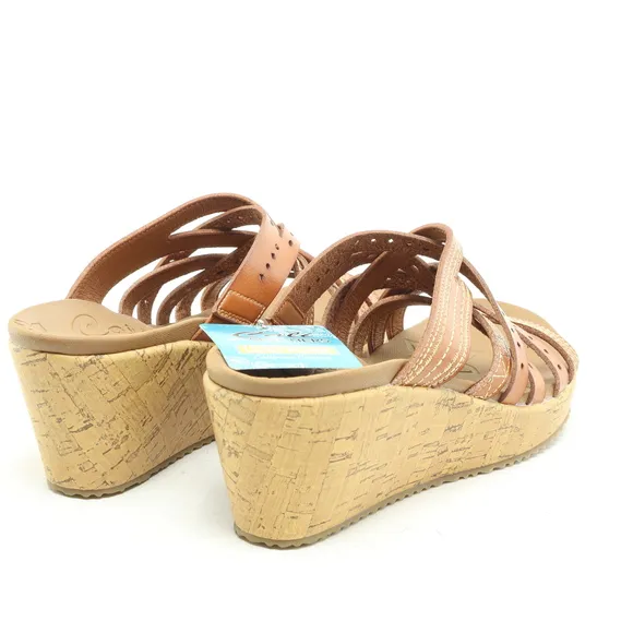 NWT Skechers Beverlee Leather Strappy Sandals Women US9 EU39 Brown/Tan