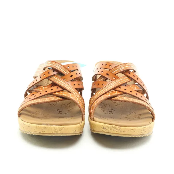 NWT Skechers Beverlee Leather Strappy Sandals Women US9 EU39 Brown/Tan