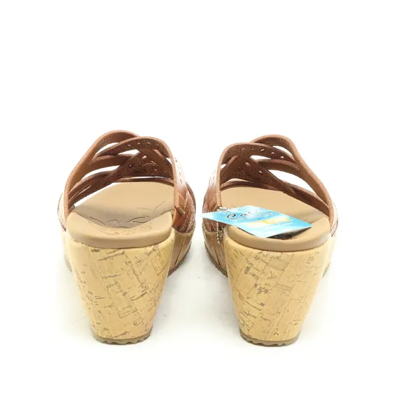 NWT Skechers Beverlee Leather Strappy Sandals Women US9 EU39 Brown/Tan
