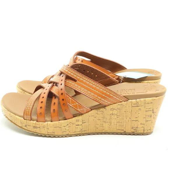 NWT Skechers Beverlee Leather Strappy Sandals Women US9 EU39 Brown/Tan