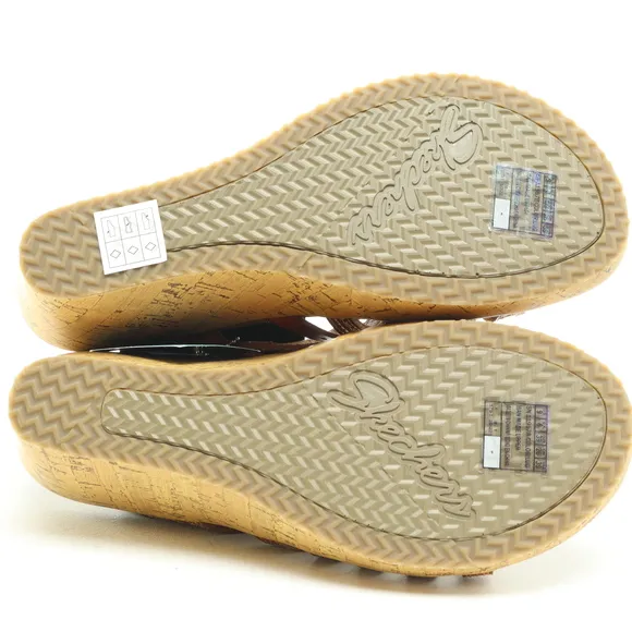 NWT Skechers Beverlee Leather Strappy Sandals Women US9 EU39 Brown/Tan