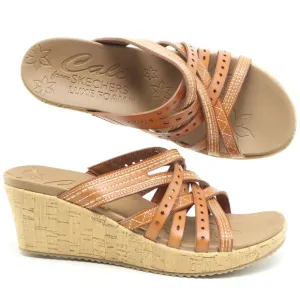 NWT Skechers Beverlee Leather Strappy Sandals Women US9 EU39 Brown/Tan