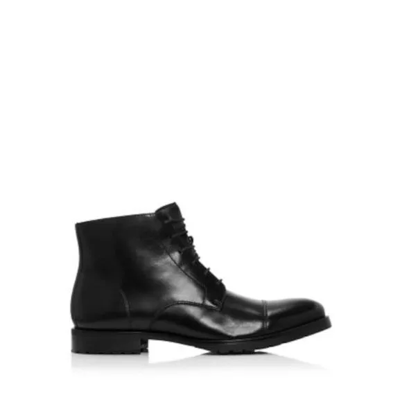 NWT THE MENS STORE Mens Black Traction Sole Cap Toe Block Heel Boots Shoes 11