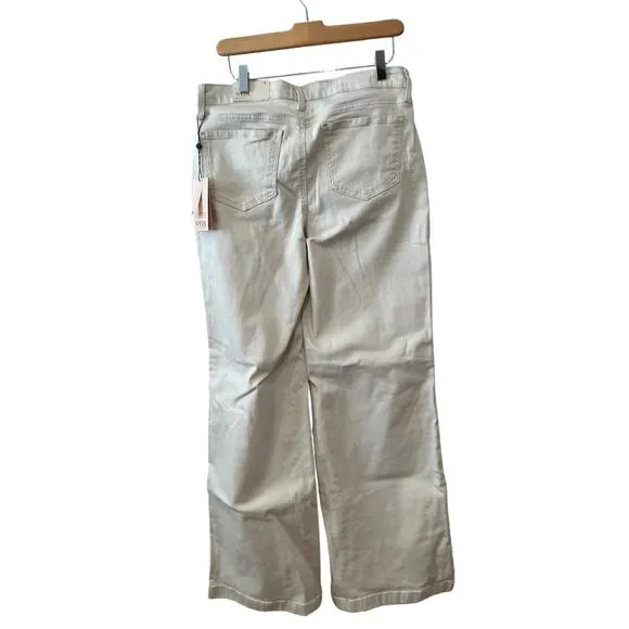NYDJ Teresa Wide Leg Denim Jeans Cream 8