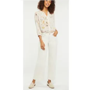 NYDJ Teresa Wide Leg Denim Jeans Cream 8
