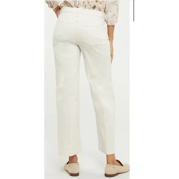 NYDJ Teresa Wide Leg Denim Jeans Cream 8