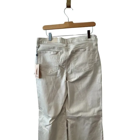 NYDJ Teresa Wide Leg Denim Jeans Cream 8