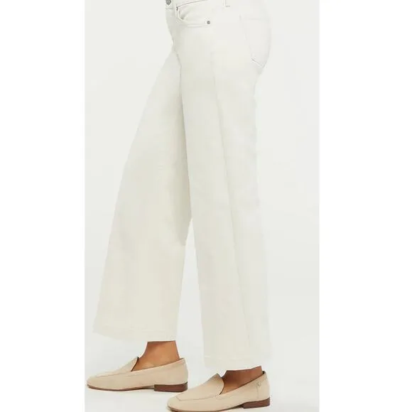 NYDJ Teresa Wide Leg Denim Jeans Cream 8