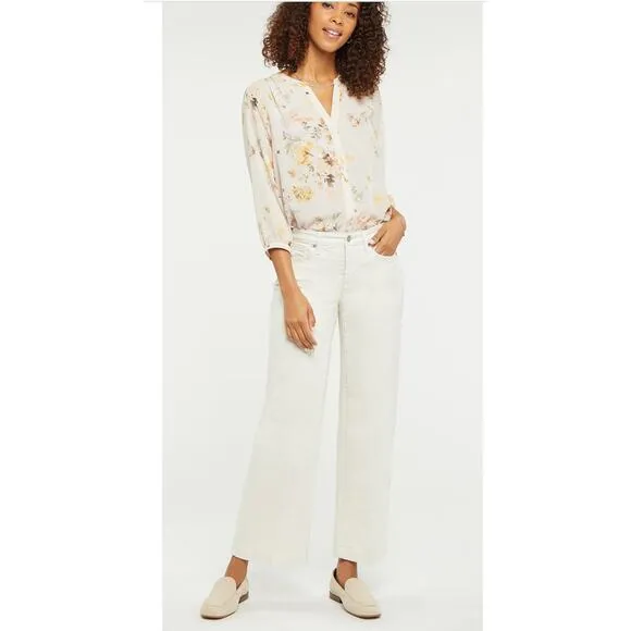 NYDJ Teresa Wide Leg Denim Jeans Cream 8