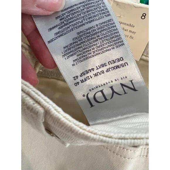 NYDJ Teresa Wide Leg Denim Jeans Cream 8
