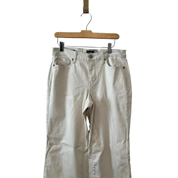 NYDJ Teresa Wide Leg Denim Jeans Cream 8