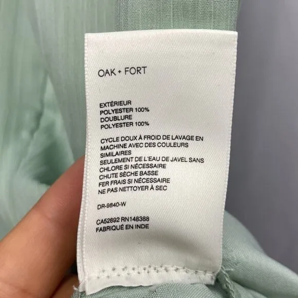 Oak   Fort NWT Boho Midi Dress - Aqua Grey - Bohemian Tie Tiered Dress - Size L