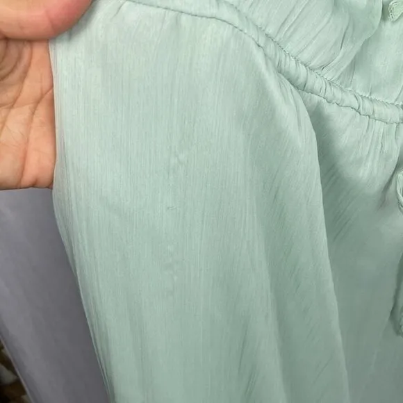 Oak   Fort NWT Boho Midi Dress - Aqua Grey - Bohemian Tie Tiered Dress - Size L