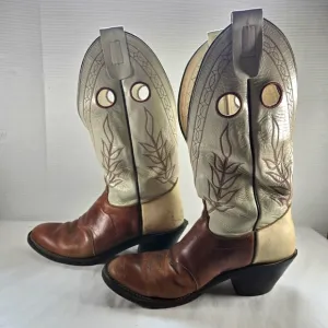 Olathe Mens 14&quot; Rough Stock Size 11D 7348 Hand Made Leather Boots Rawhide Heel