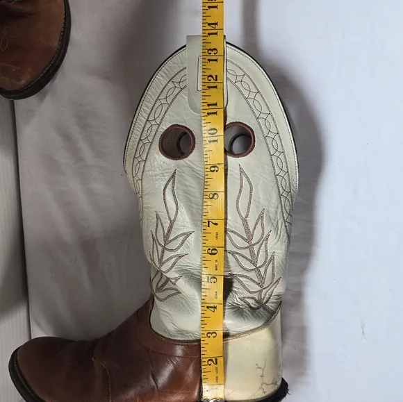 Olathe Mens 14&quot; Rough Stock Size 11D 7348 Hand Made Leather Boots Rawhide Heel