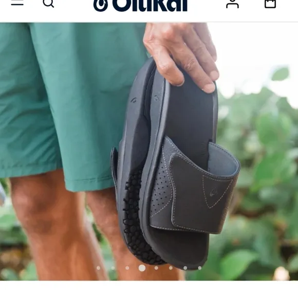 OluKai Black Slide Sandals for Men