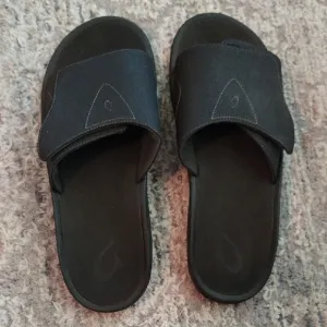 OluKai Black Slide Sandals for Men