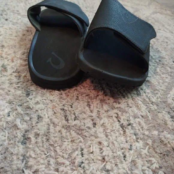 OluKai Black Slide Sandals for Men