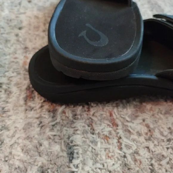 OluKai Black Slide Sandals for Men