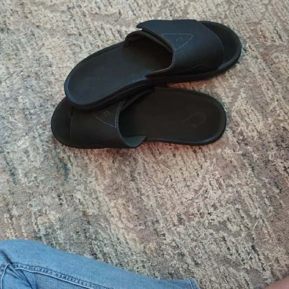 OluKai Black Slide Sandals for Men