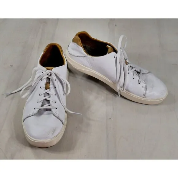 OluKai Lae'Ahi Li 'Ili White Leather Lace Up Sneakers Men's Shoes Size 10.5