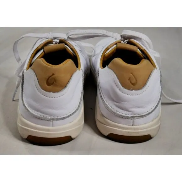 OluKai Lae'Ahi Li 'Ili White Leather Lace Up Sneakers Men's Shoes Size 10.5