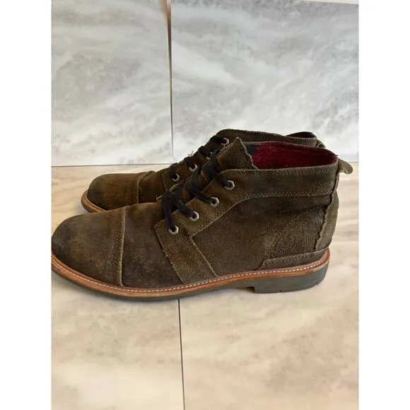 OluKai Mauna Iki Boots Mens 12 Brown Leather Wool Ankle Chukka Lace Up Casual