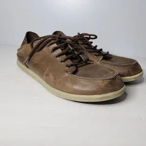 Olukai Nalukai Leather Lace Up Shoes Slides Drop in Heel Brown Size 11.5