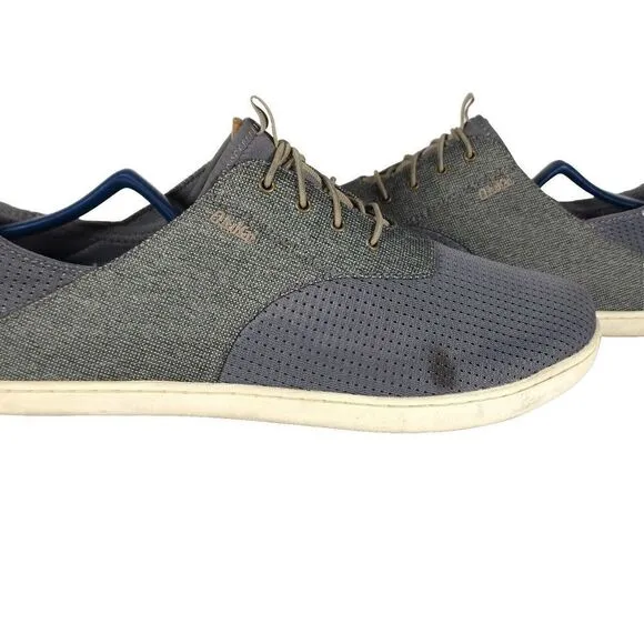 OluKai Men's Nohea Moku US 10 Gray Lace Up Flats Loafer Sneakers Shoes