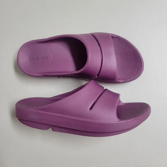 Oofos OOahh Purple Slide Sandals
