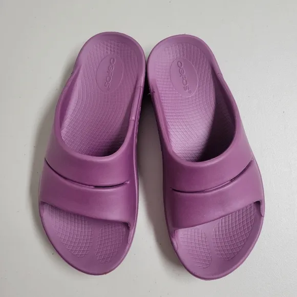Oofos OOahh Purple Slide Sandals