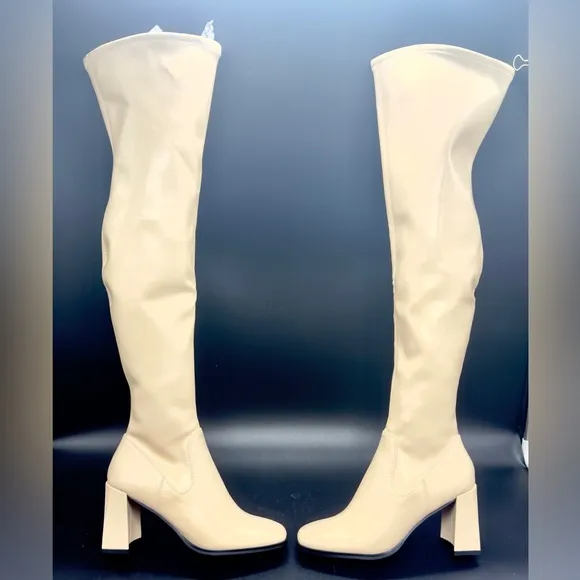 Open Edit Briar Over the Knee Boot Cream Vanilla