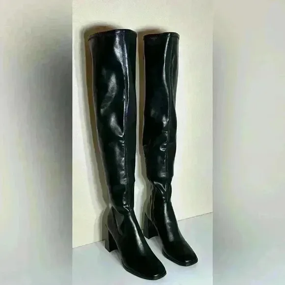 Open Edit Briar Over The Knee Boots Block Heel Goth Winter Club Size 9 New