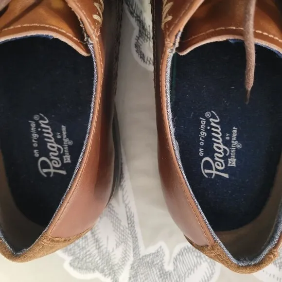 Original Penguin Walter Oxford Lace up Dress Shoes Cognac Brown 10.5