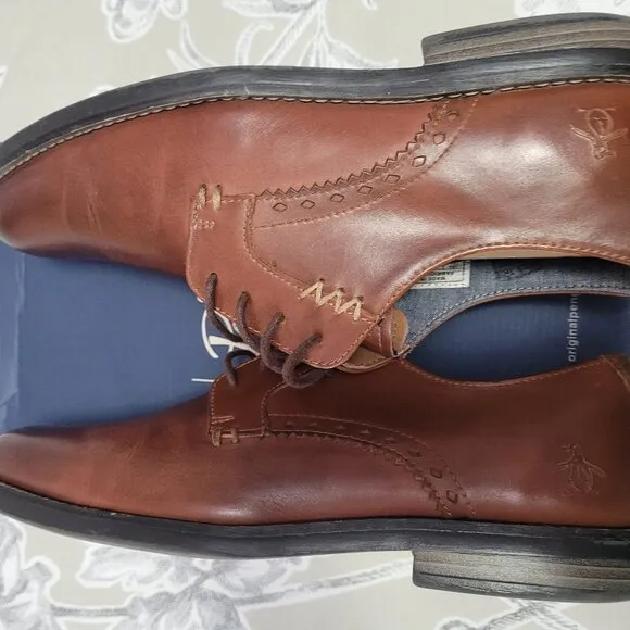 Original Penguin Walter Oxford Lace up Dress Shoes Cognac Brown 10.5