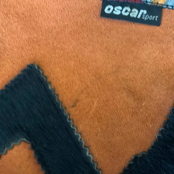 Oscar Sport Size 41 Orange &amp; Black Suede Fur Lined Winter Western Aztec Boots