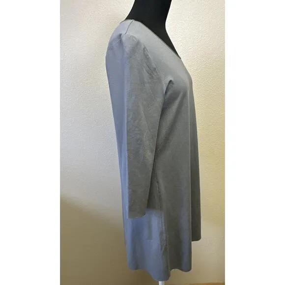 Oska Womens Size 4/6 Gray Scoop Neck Relaxed Lagenlook Tunic Dress Minimalist